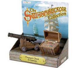 Safari LTD, Pirates, Treasure Chest and Cannon, On Platform