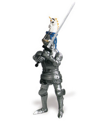 Safari LTD, Knights & Horses, Knight with Sword and Blue Helmet with Unicorn