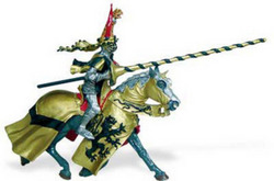 Safari LTD, Knights & Horses, Knight with Leopard Helmet and Gold Lance